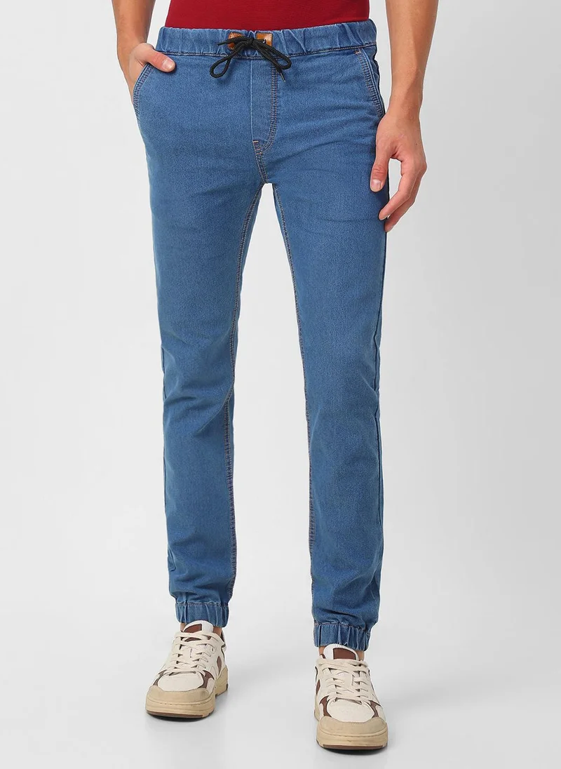 Urbano Fashion Urbano Fashion Men's Light Blue Jogger Jeans Slim Fit Stretch